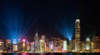 Hong Kong SAR showing a city, night scenes and landscape views