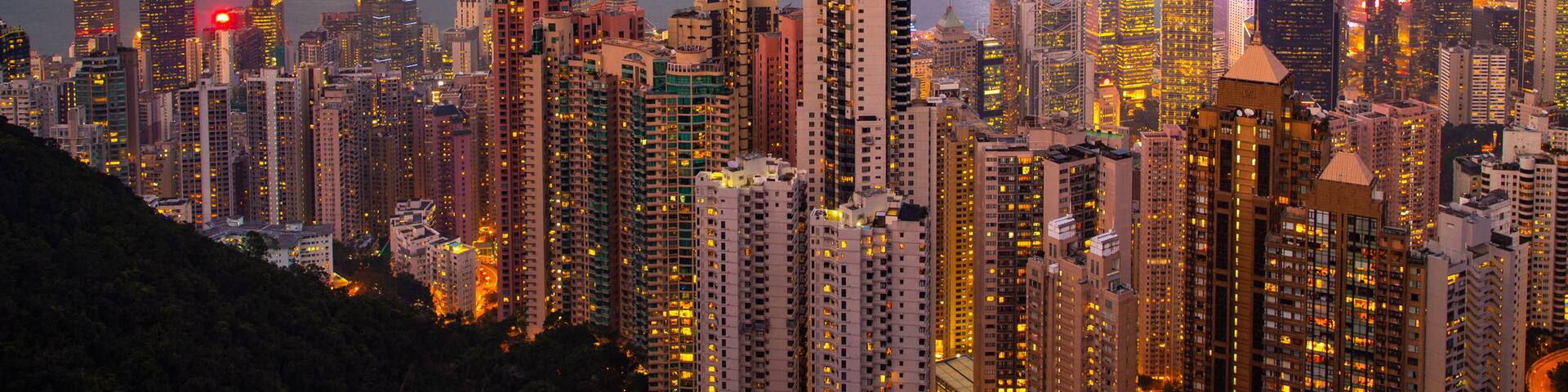 Hong Kong SAR showing a city, landscape views and a sunset