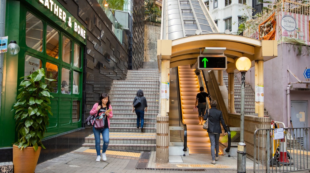 Mid-levels Escalators which includes street scenes