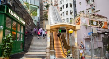 Mid-levels Escalators showing street scenes