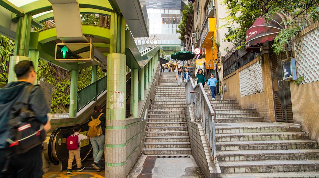 Mid-levels Escalators which includes street scenes