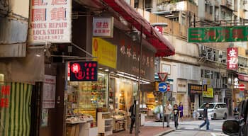 Sheung Wan featuring street scenes and a city