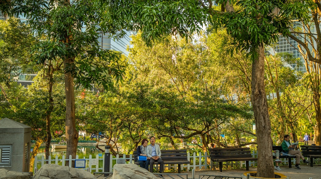 Hong Kong Park featuring a garden as well as a couple