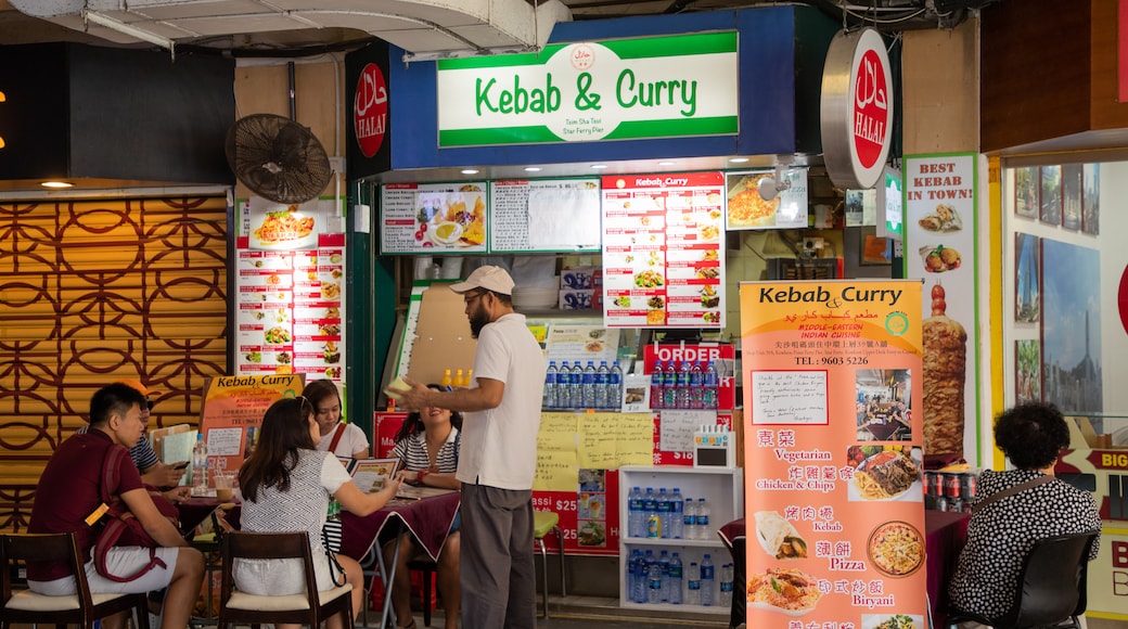 Tsim Sha Tsui Star Ferry Pier showing night scenes, street scenes and outdoor eating