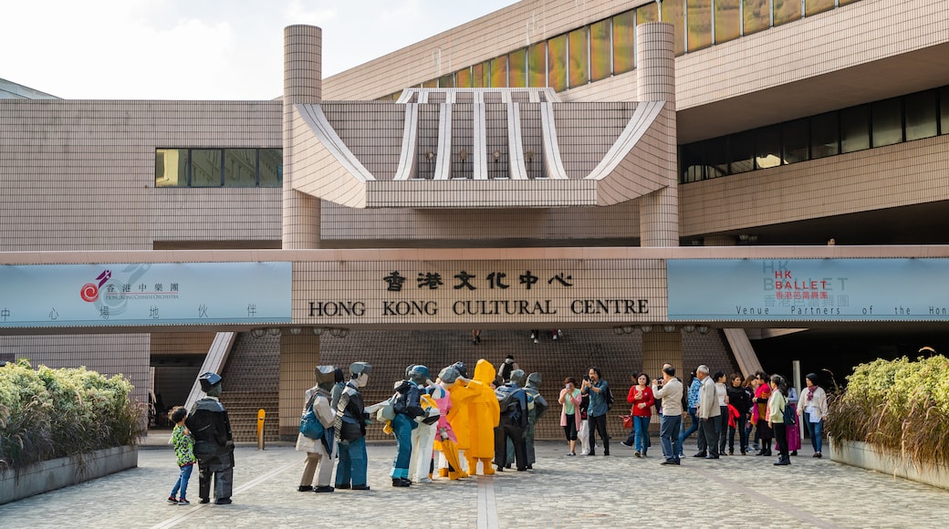 Hong Kong Cultural Centre which includes outdoor art, signage and street scenes