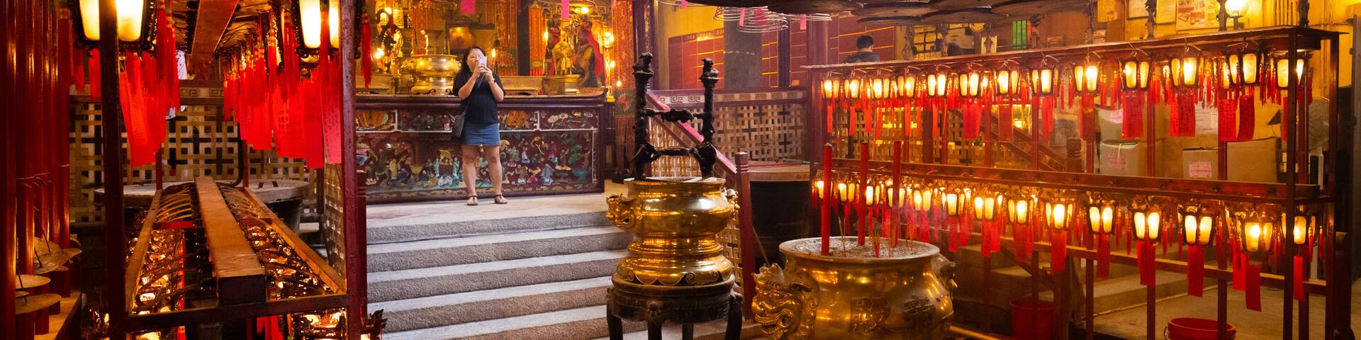 Man Mo Temple featuring interior views, a temple or place of worship and heritage elements