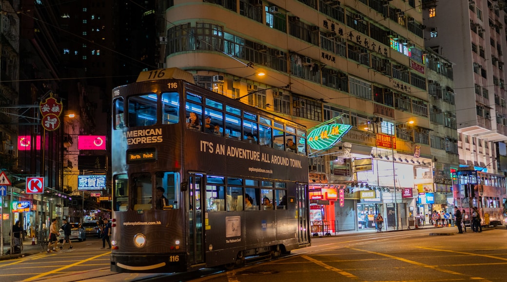 Wan Chai Road which includes street scenes, a city and night scenes