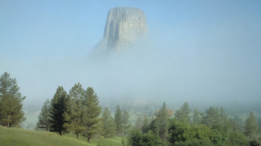 Wyoming featuring landscape views, mist or fog and mountains