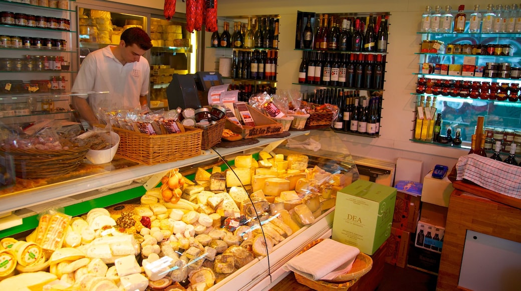 Naschmarkt toont markten, interieur en eten