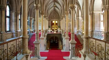 Wiener Rathaus bevat interieur, een overheidsgebouw en historisch erfgoed