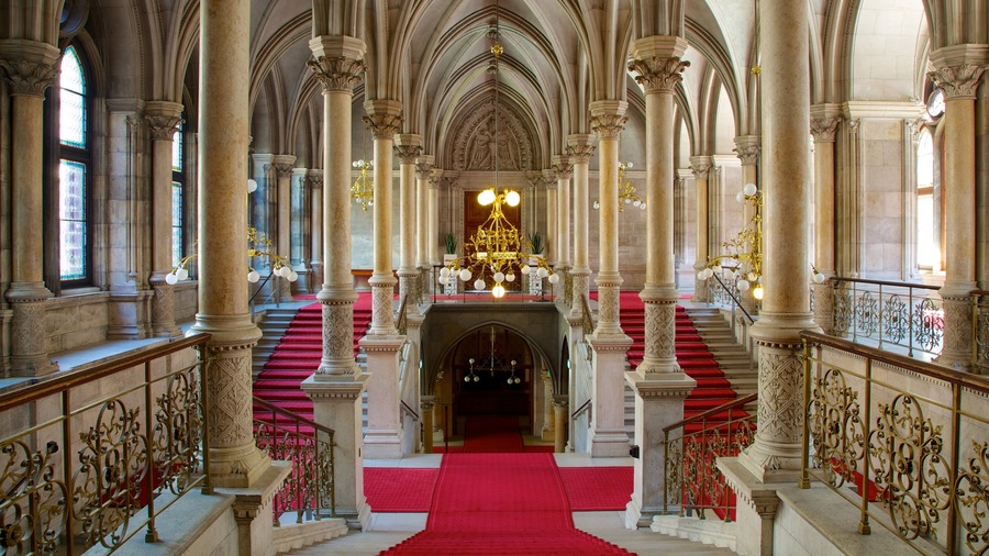 Rathaus das einen Verwaltungsgebäude, Geschichtliches und Innenansichten