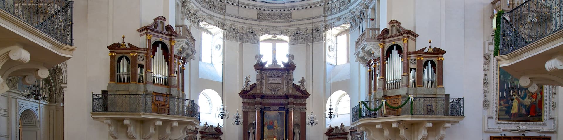 Salzburg Cathedral showing interior views, heritage elements and a church or cathedral