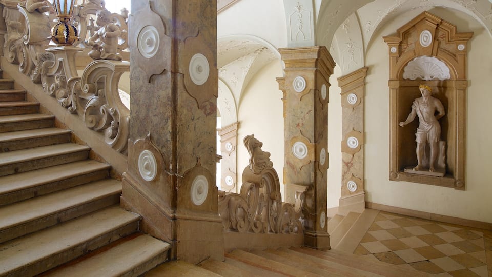 Mirabell Palace and Gardens featuring interior views, heritage architecture and a statue or sculpture
