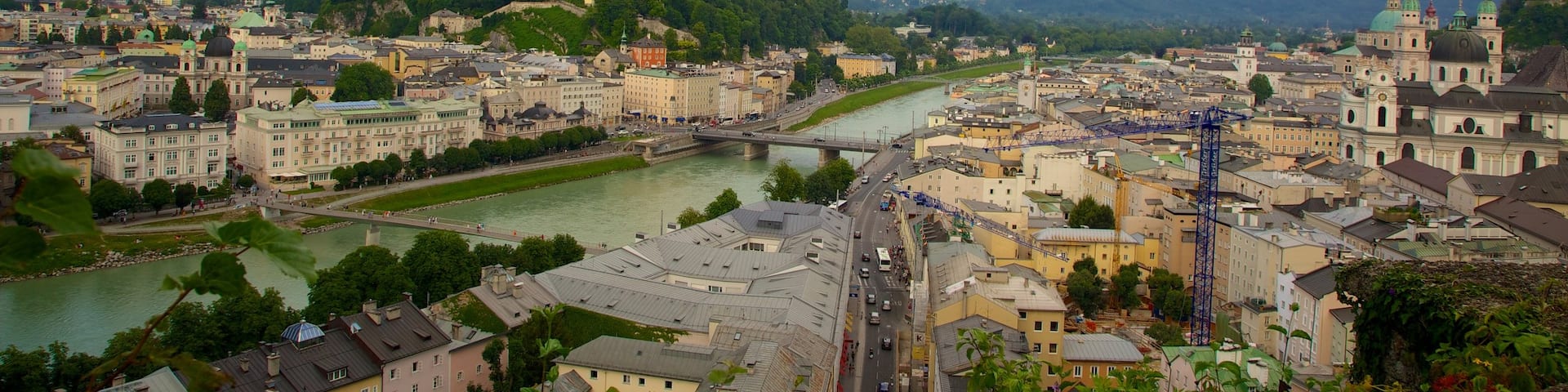 Museum of Modern Art Mönchsberg which includes landscape views, a city and a river or creek