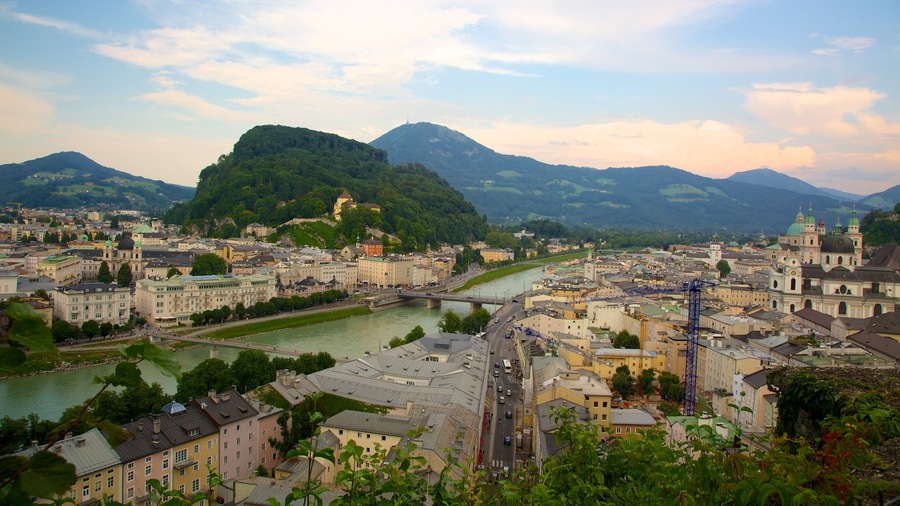 Moenchsberg Museum of Modern Art which includes mountains, a city and landscape views