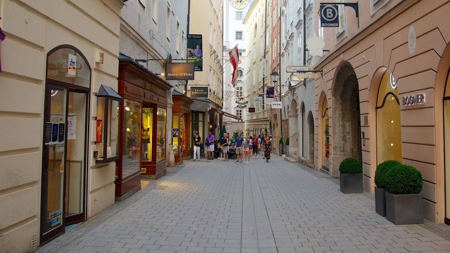 Salzburgo que incluye una ciudad, escenas urbanas y señalización