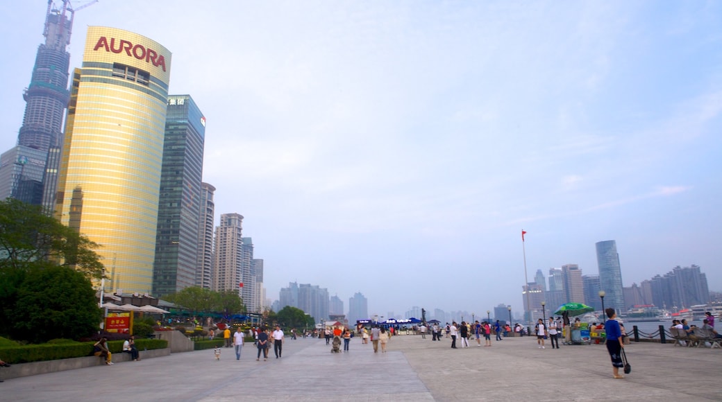 Pudong Riverside Promenade and Park featuring street scenes, a high rise building and modern architecture