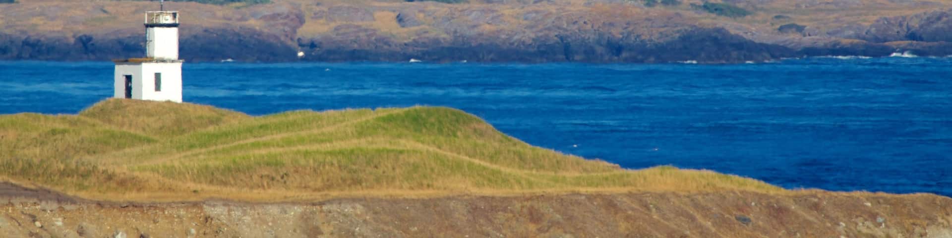 San Juan Island featuring island images, landscape views and a lighthouse