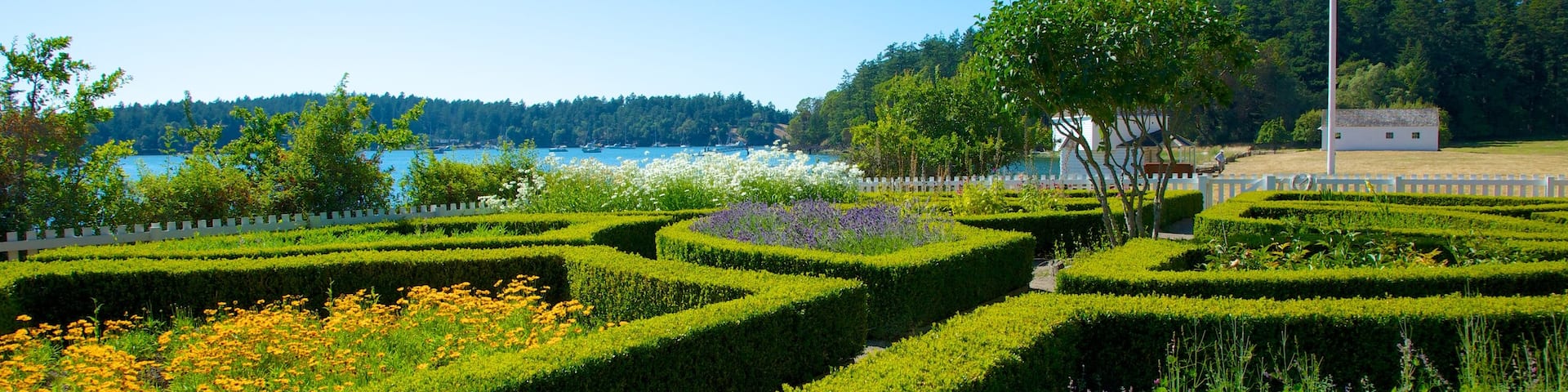 English Camp which includes a park, landscape views and flowers
