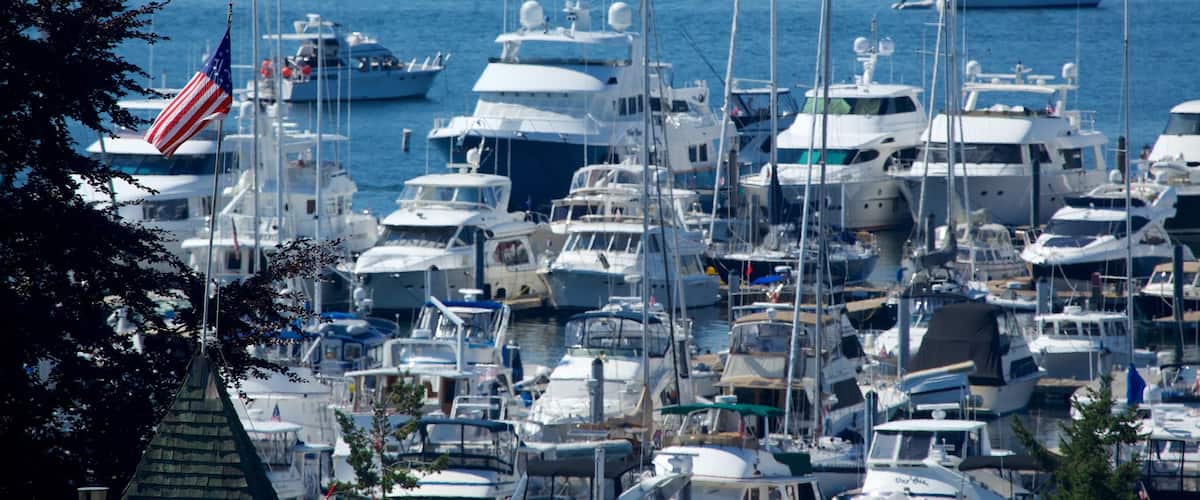 Roche Harbor which includes boating, a marina and a bay or harbor
