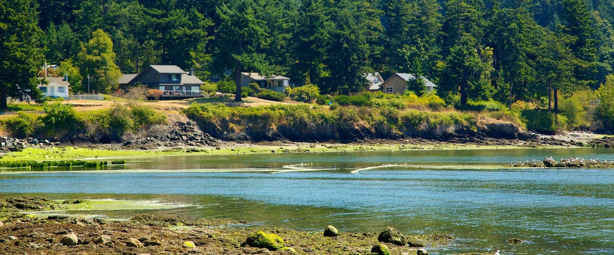 Orcas Island which includes landscape views, forest scenes and a river or creek