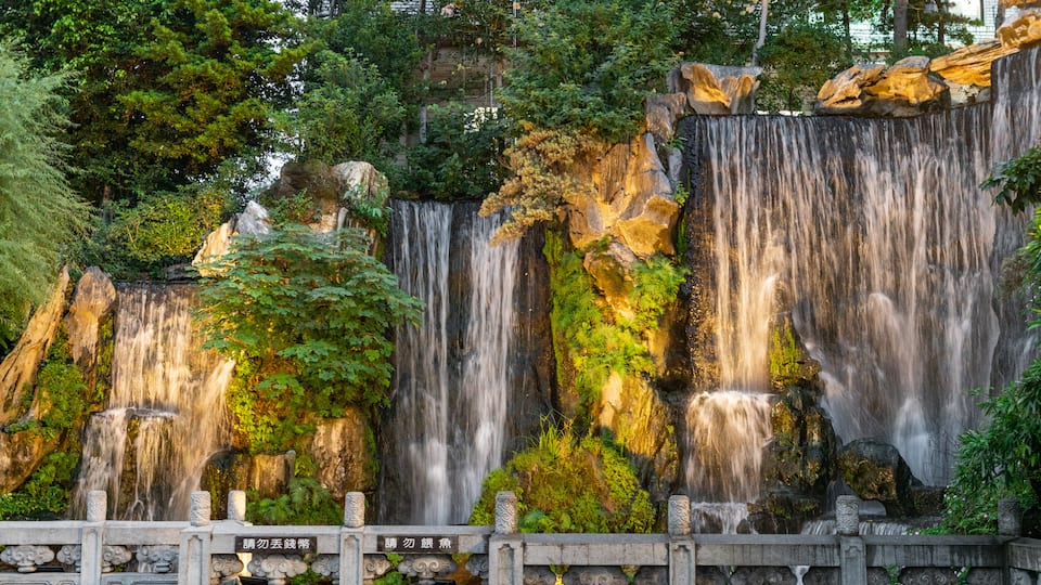 Lungshan Temple showing a cascade