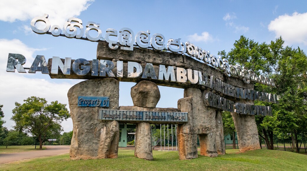 Rangiri Dambulla International Stadium featuring signage and a park