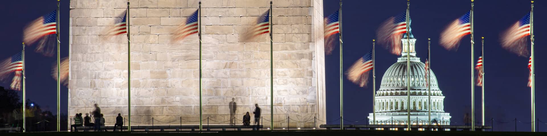 United States Capitol showing an administrative buidling, heritage architecture and night scenes