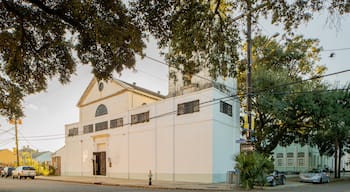 Saint Augustine Church which includes a church or cathedral and a sunset