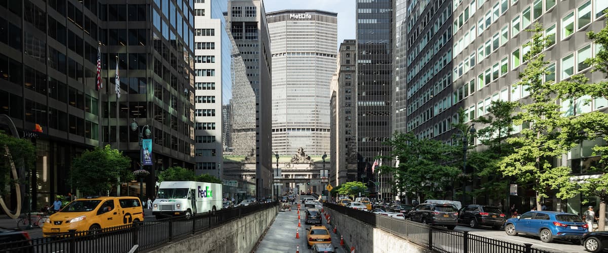 Murray Hill showing street scenes and a city