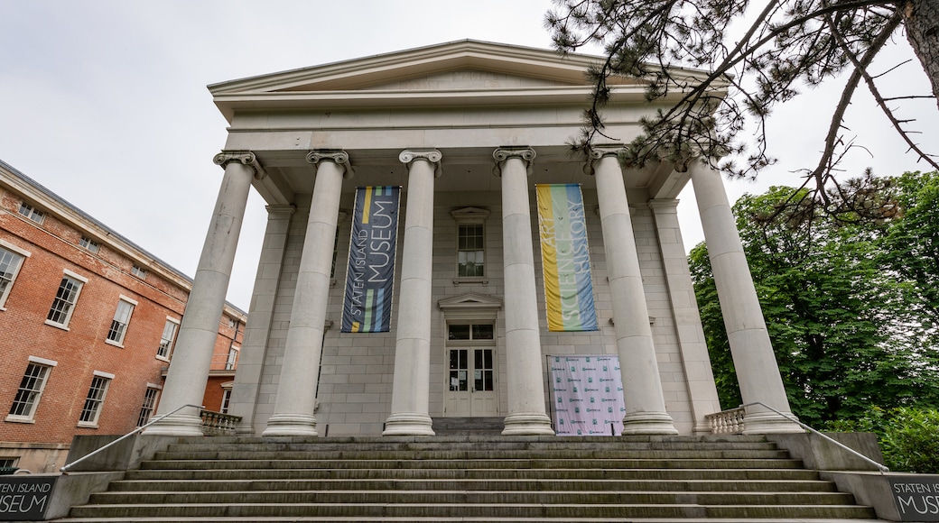 Staten Island Museum featuring signage and heritage architecture