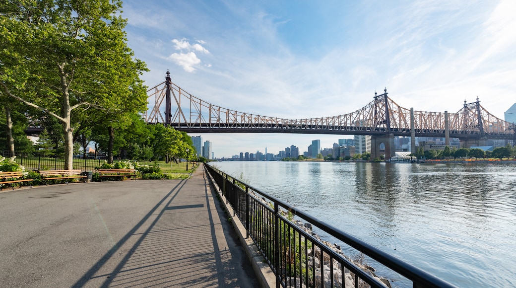 Queensbridge Park showing a river or creek and a bridge