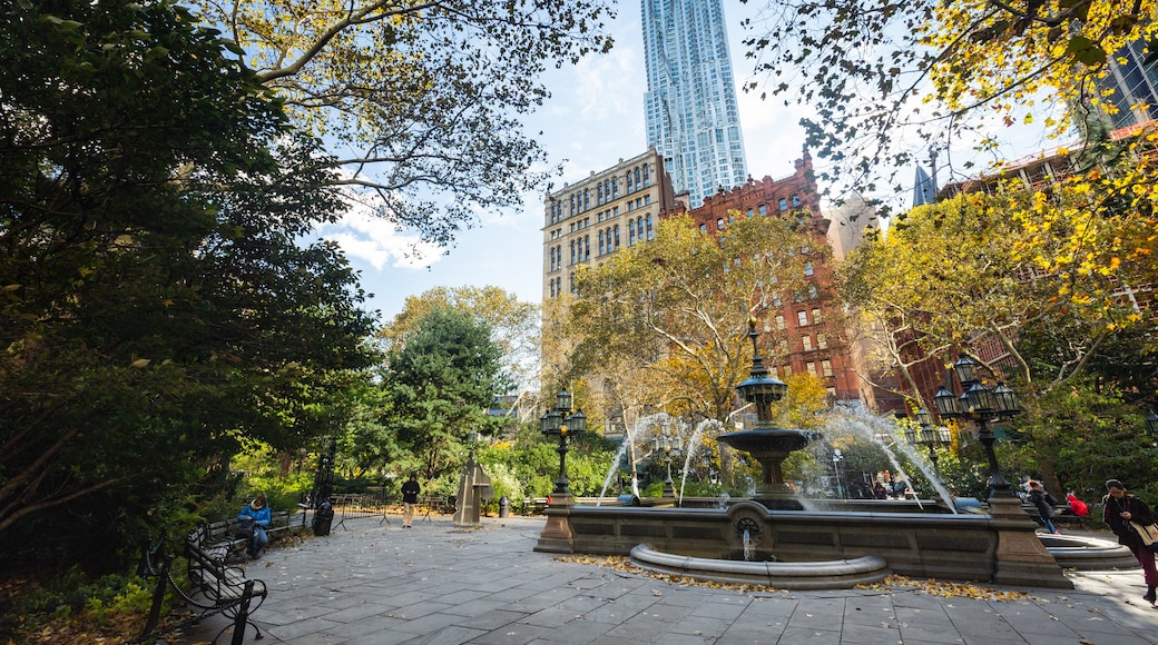 City Hall Park featuring a fountain and a park