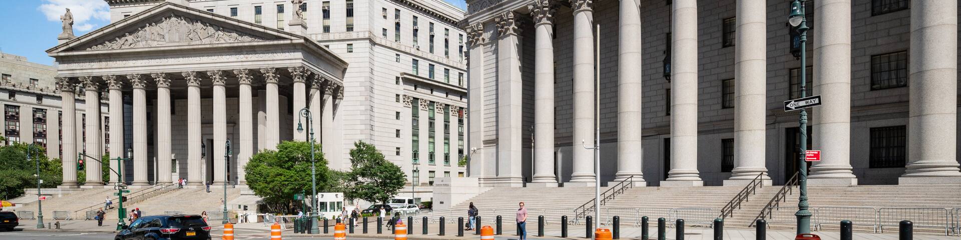 New York Supreme Criminal Court showing heritage architecture, street scenes and an administrative buidling