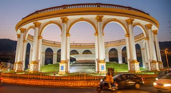 Utsav Chowk which includes heritage elements and night scenes