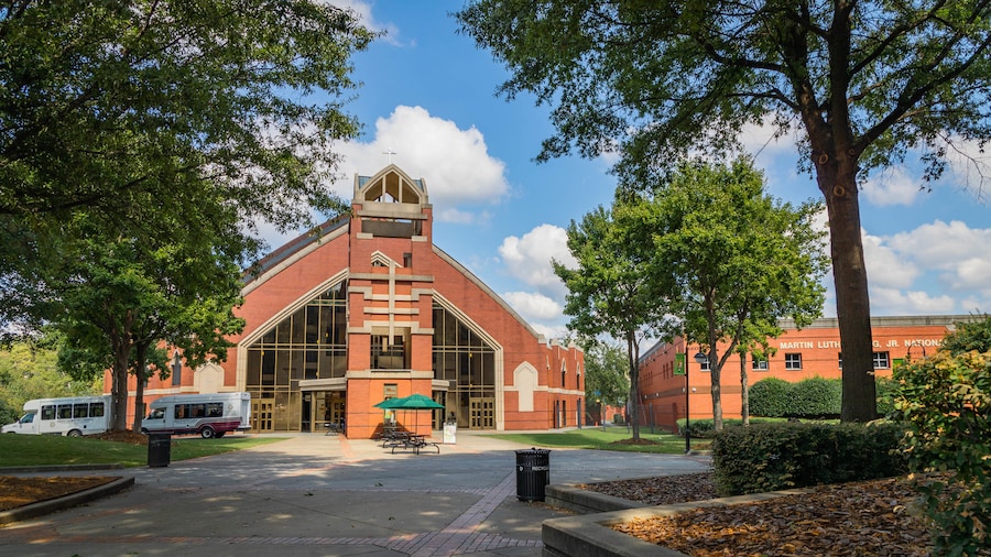 Exterior view of historic buildings in Sweet Auburn Historic District, Atlanta, Georgia.