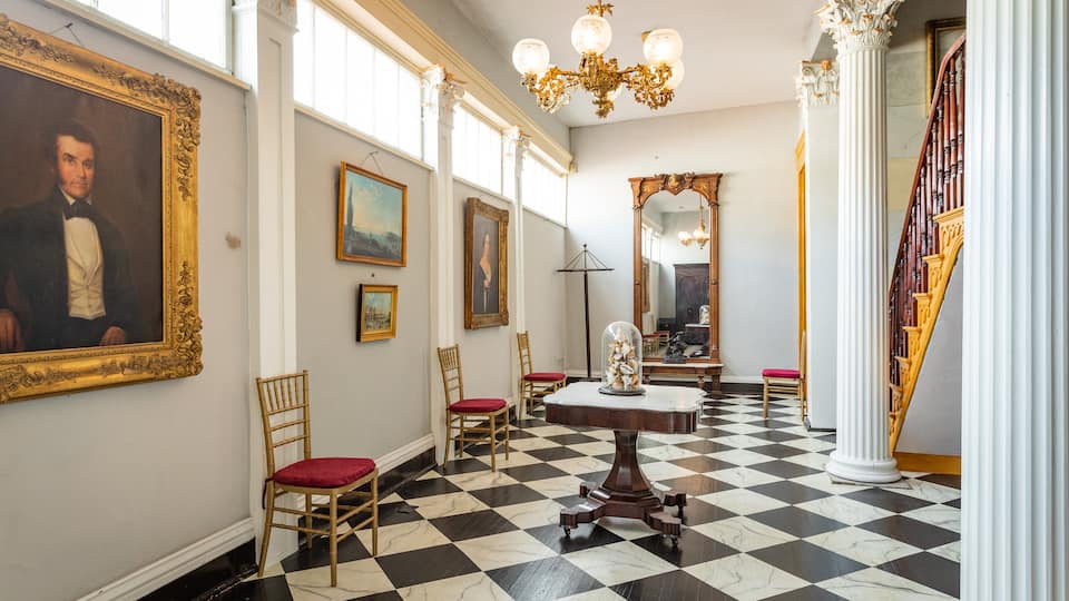 Belmont Mansion featuring a house, interior views and heritage elements