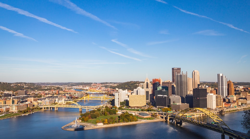 Duquesne Incline featuring landscape views, a city and a bay or harbor