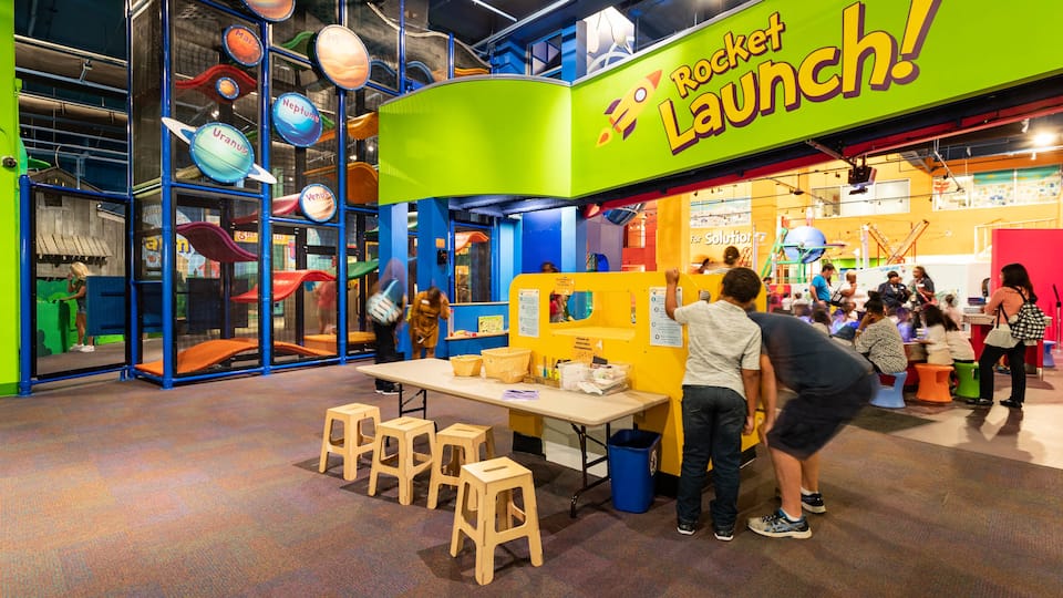Children\'s Museum of Atlanta showing interior views as well as a family