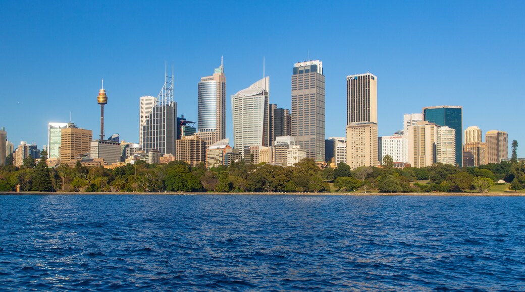 Mrs. Macquarie\'s Chair which includes a bay or harbor and a city