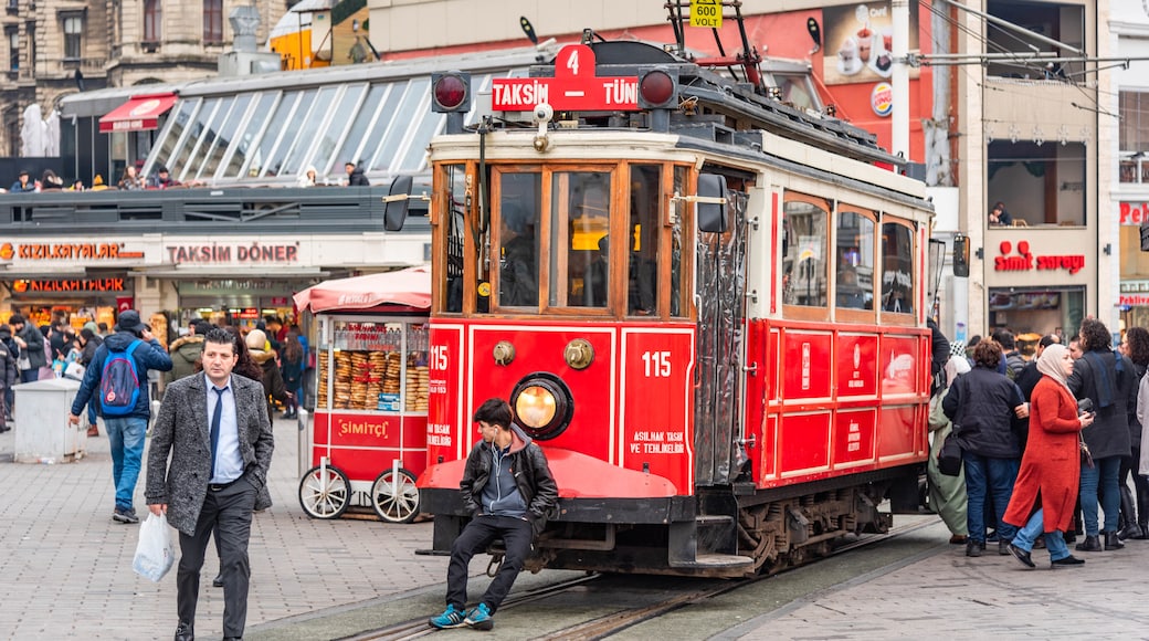 Taksim featuring street scenes and railway items