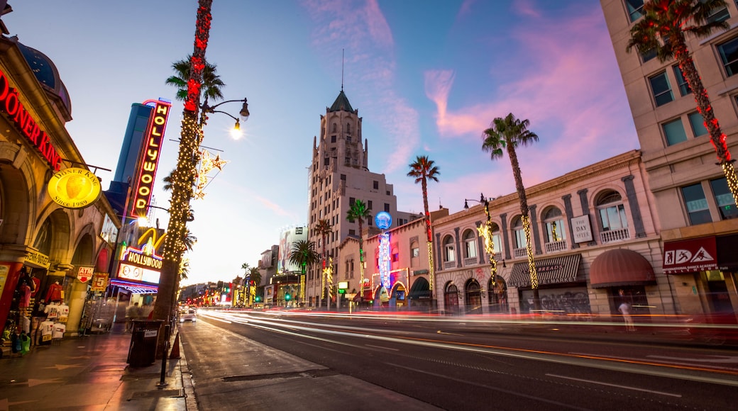 Hollywood featuring a sunset, a city and street scenes