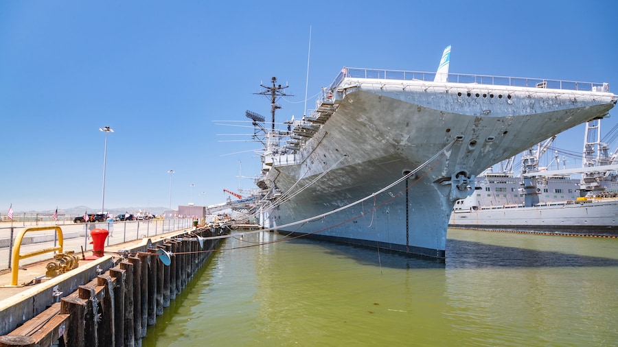 USS Hornet Museum showing a marina