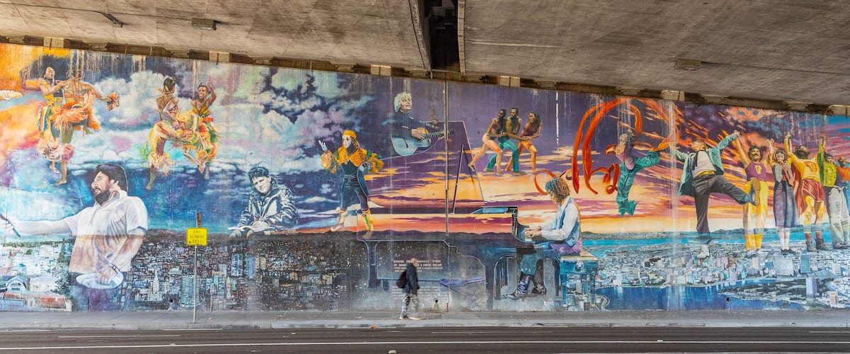 Piedmont showing street scenes and outdoor art
