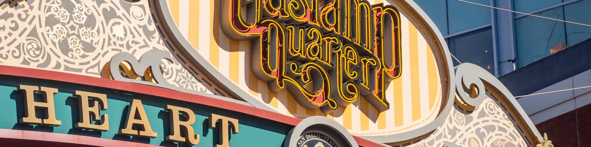 Gaslamp Quarter featuring signage