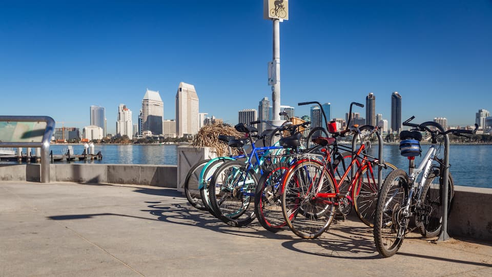 Coronado Ferry Landing which includes a bay or harbor