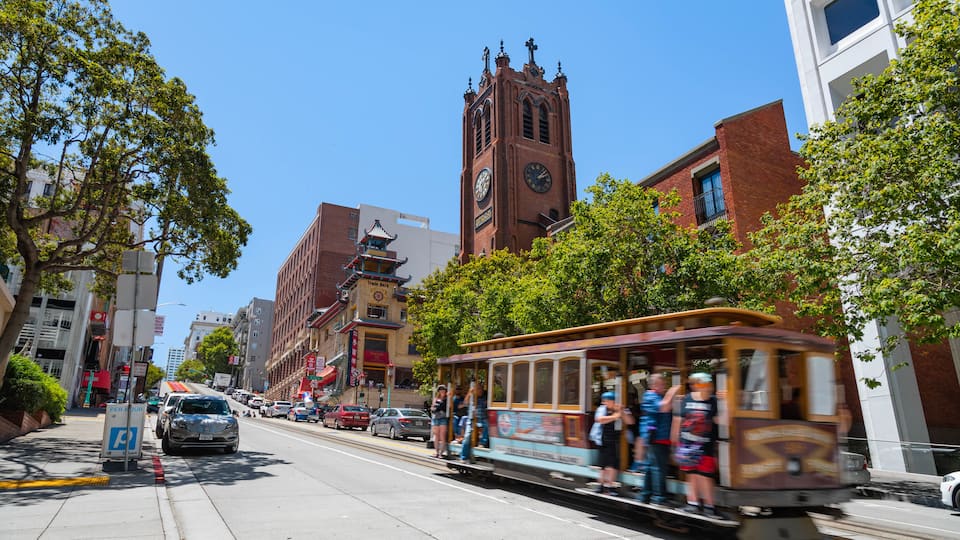 Downtown San Francisco featuring railway items
