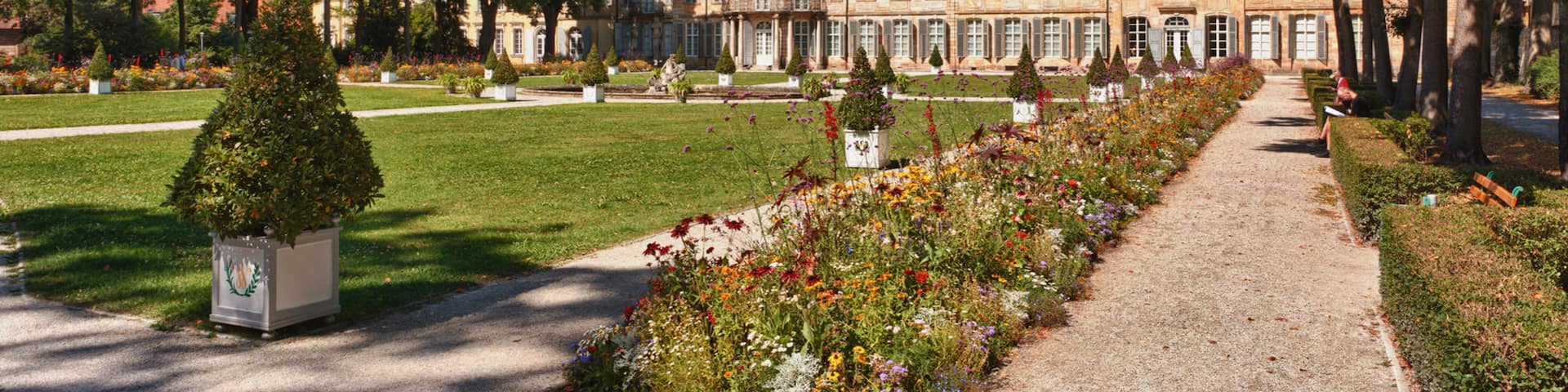 Bayreuth New Palace which includes flowers and a garden