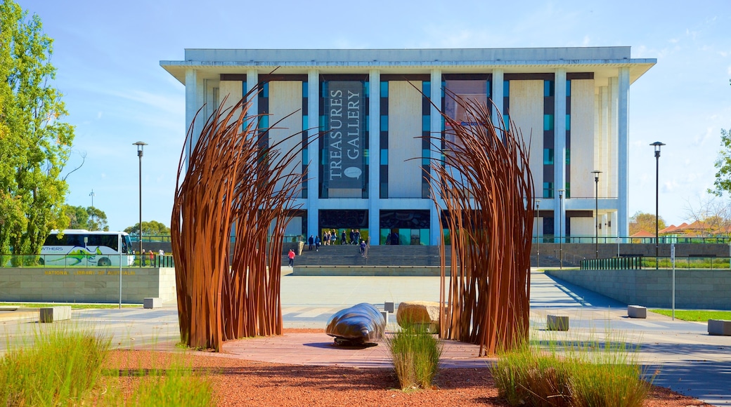 Parkes which includes a square or plaza, outdoor art and signage