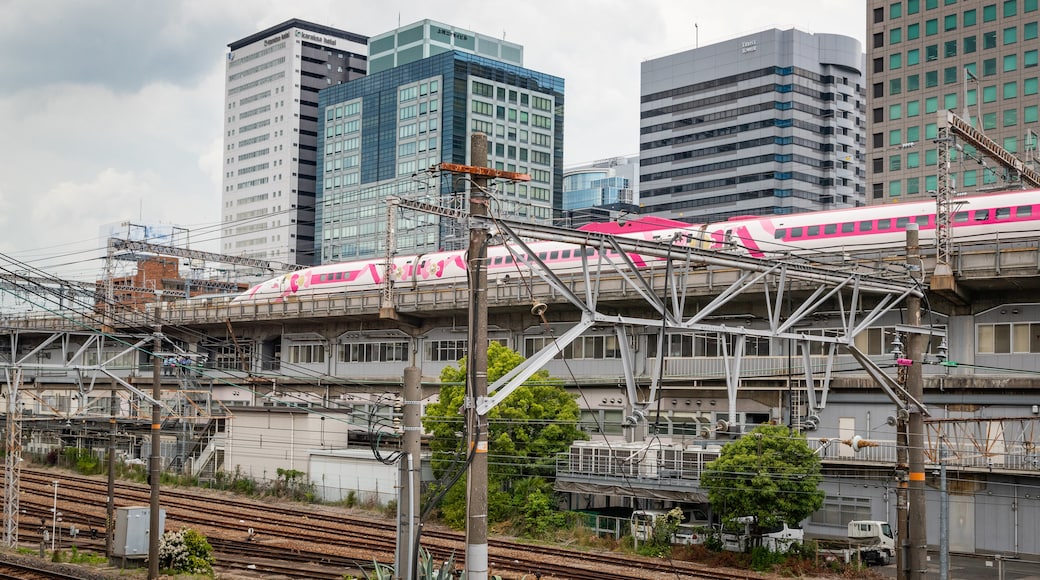 Shin-Osaka showing railway items and a city